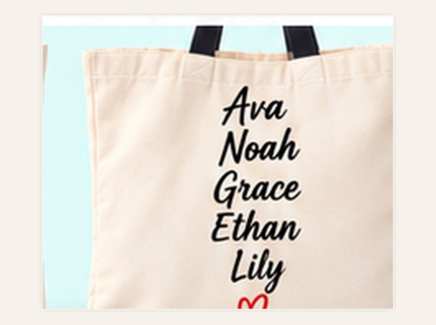 Back of tote with children's names